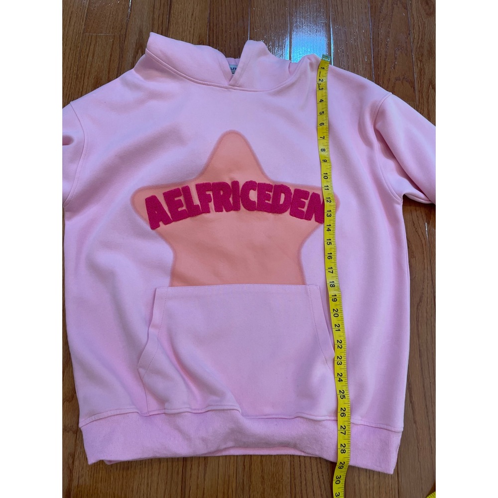 Aelfric Eden Pink Star Hoodie Unisex Medium Pink Chenille Y2K Streetwear Hoody - Picture 11 of 15